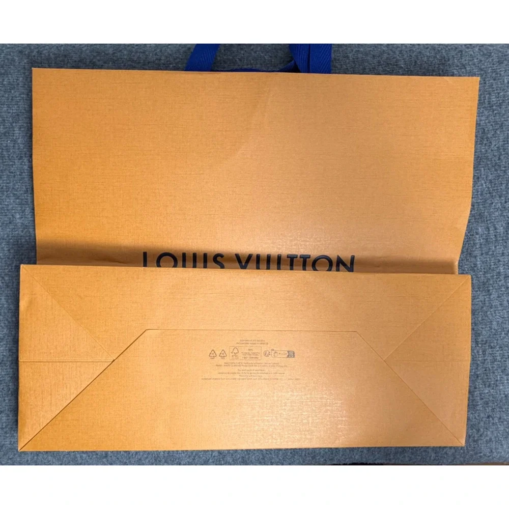 LOUIS VUITTON Paper Bag - Orange with Blue Handles - 16x13x6 - Used Once!